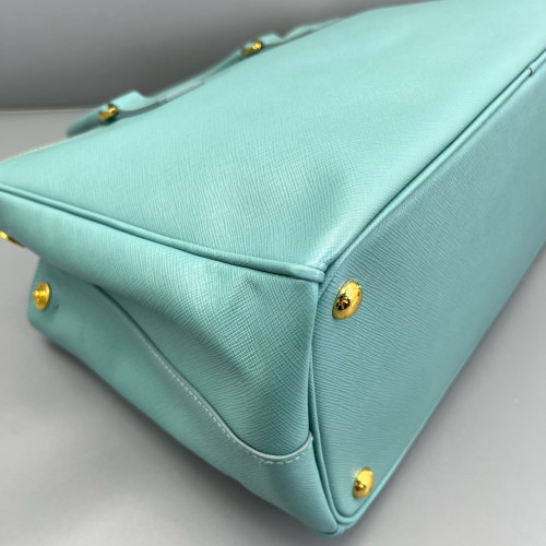 Prada Medium Galleria Double Zip Tote Saffiano Calfskin Light Blue Prada Medium Galleria Double Zip Tote Saffiano Calfskin Light Blue