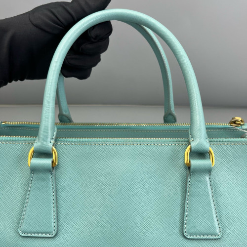 Prada Medium Galleria Double Zip Tote Saffiano Calfskin Light Blue Prada Medium Galleria Double Zip Tote Saffiano Calfskin Light Blue