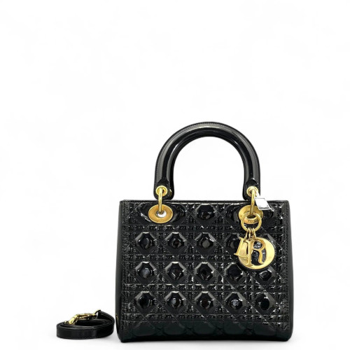 Dior Medium Lady Dior Patent Calfskin Black