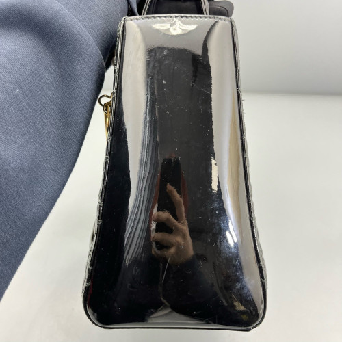 Dior Medium Lady Dior Patent Calfskin Black