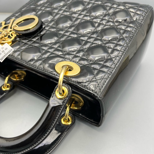 Dior Medium Lady Dior Patent Calfskin Black