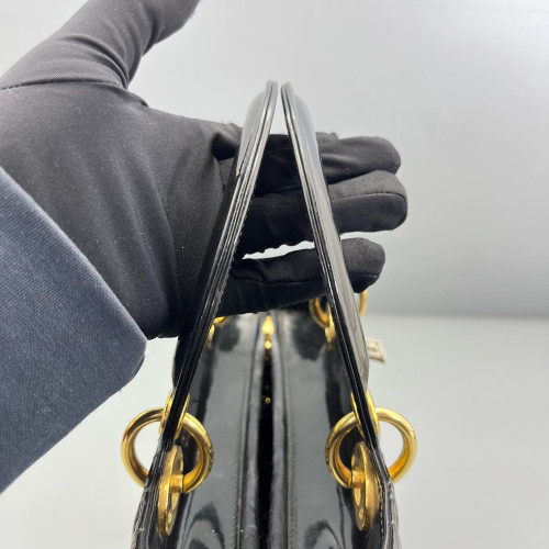 Dior Medium Lady Dior Patent Calfskin Black