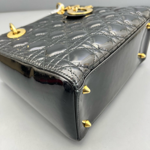Dior Medium Lady Dior Patent Calfskin Black