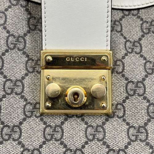Gucci Medium Padlock Tote GG Supreme Monogram Brown White Gucci Medium Padlock Tote GG Supreme Monogram Brown White