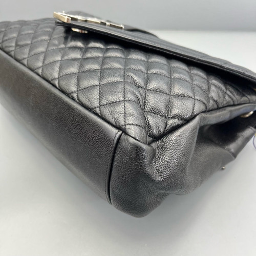 Yves Saint Laurent Mixed Matelasse Medium Triquile Monogram Satchel Calfskin Black