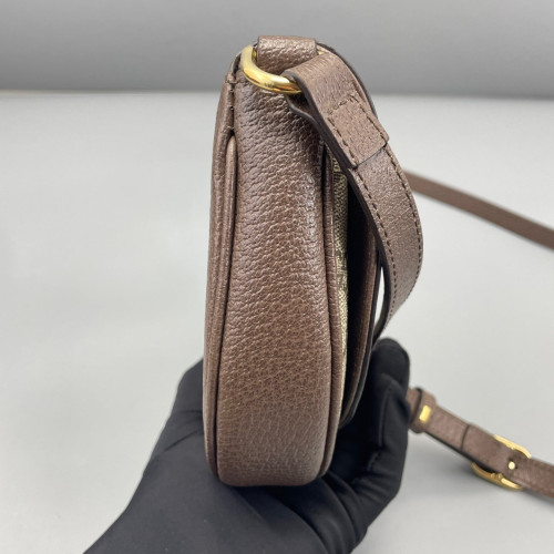Gucci Halfmoon Web Mini Ophidia Crossbody Bag GG Supreme Monogram Calfskin Beige Ebony Beige Brown