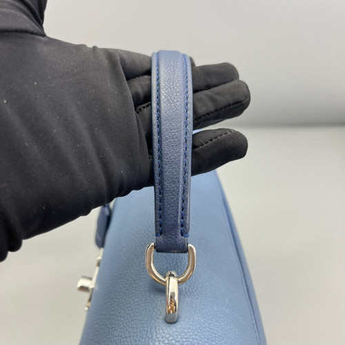 Louis Vuitton Mylockme Top Handle Calfskin Blue White