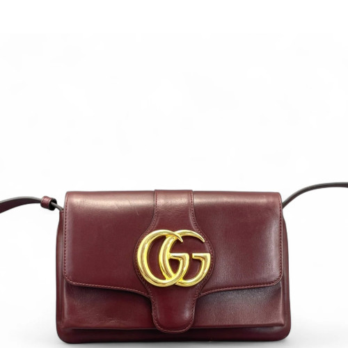 Gucci Small Arli Flap Shoulder Bag Calfskin Burgundy