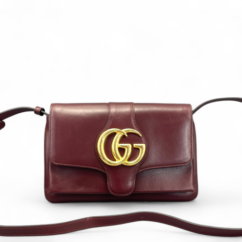 Gucci Small Arli Flap Shoulder Bag Calfskin Burgundy