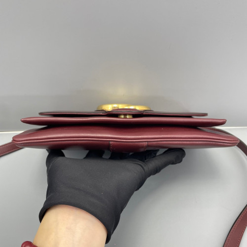 Gucci Small Arli Flap Shoulder Bag Calfskin Burgundy