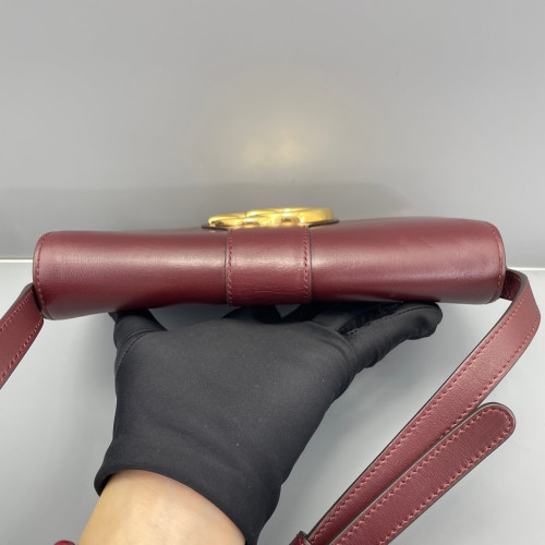 Gucci Small Arli Flap Shoulder Bag Calfskin Burgundy