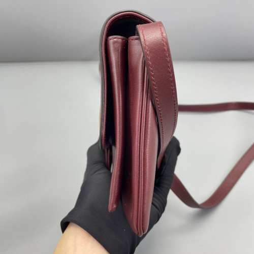 Gucci Small Arli Flap Shoulder Bag Calfskin Burgundy