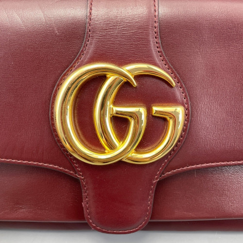 Gucci Small Arli Flap Shoulder Bag Calfskin Burgundy