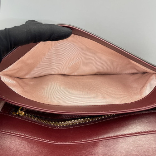 Gucci Small Arli Flap Shoulder Bag Calfskin Burgundy