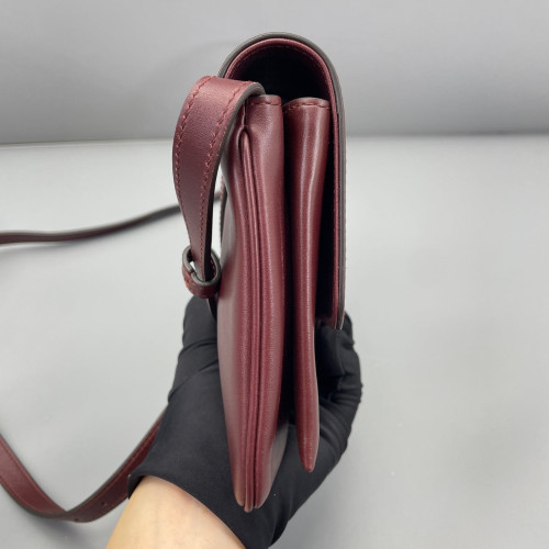 Gucci Small Arli Flap Shoulder Bag Calfskin Burgundy