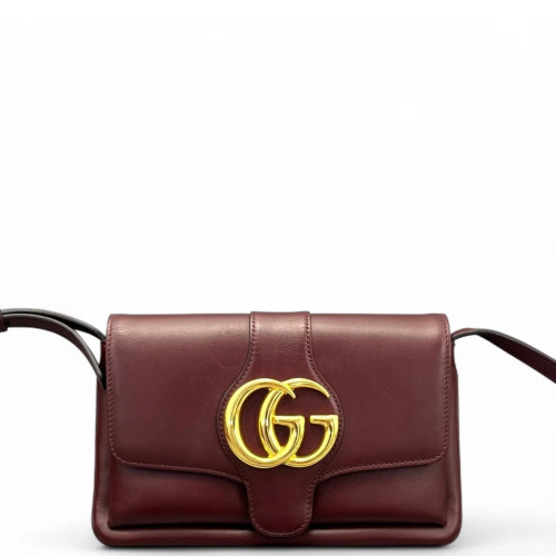 Gucci Small Arli Flap Shoulder Bag Calfskin Burgundy