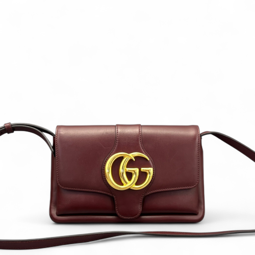 Gucci Small Arli Flap Shoulder Bag Calfskin Burgundy