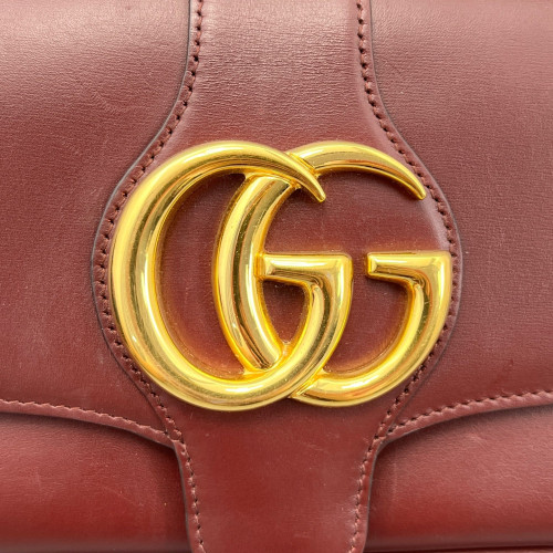 Gucci Small Arli Flap Shoulder Bag Calfskin Burgundy