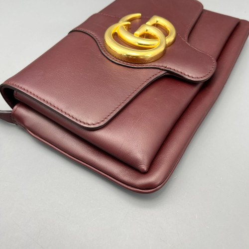 Gucci Small Arli Flap Shoulder Bag Calfskin Burgundy