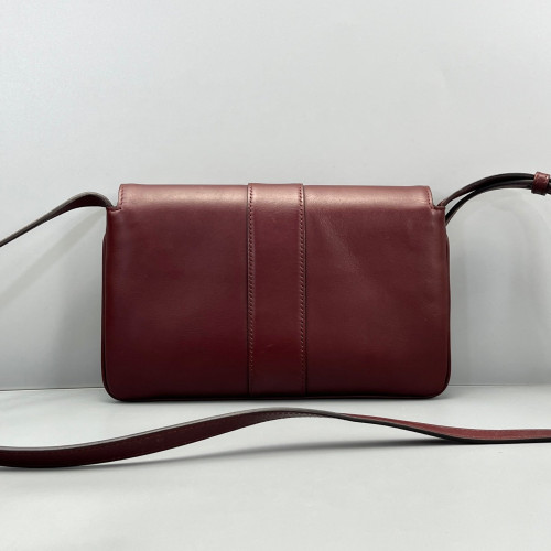 Gucci Small Arli Flap Shoulder Bag Calfskin Burgundy