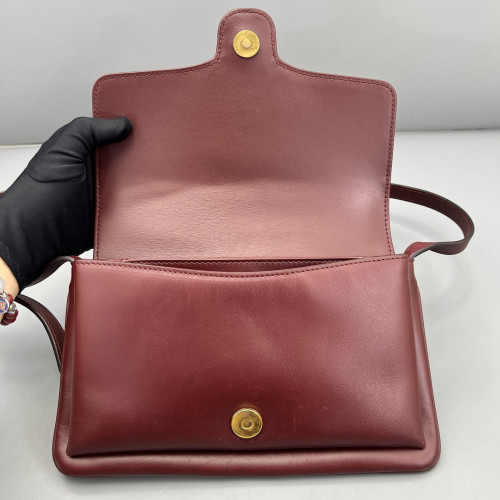 Gucci Small Arli Flap Shoulder Bag Calfskin Burgundy