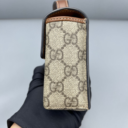 Gucci Mini Padlock Shoulder Bag GG Monogram Black Brown