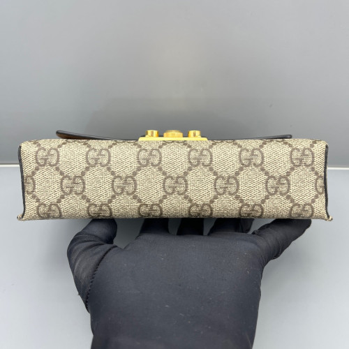 Gucci Mini Padlock Shoulder Bag GG Monogram Black Brown