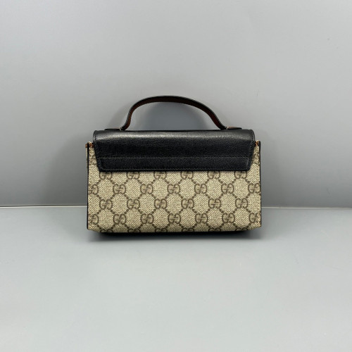 Gucci Mini Padlock Shoulder Bag GG Monogram Black Brown