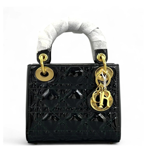 Dior Mini Lady Dior Patent Calfskin Black