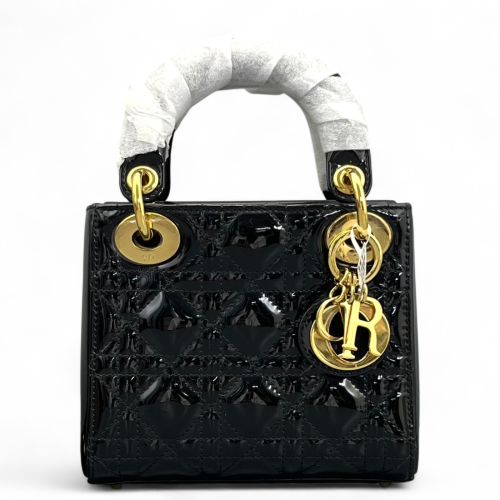Dior Mini Lady Dior Patent Calfskin Black