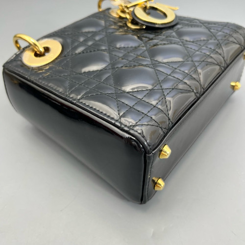 Dior Mini Lady Dior Patent Calfskin Black