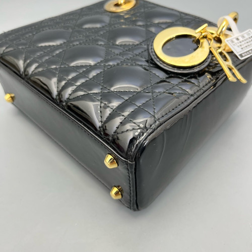 Dior Mini Lady Dior Patent Calfskin Black
