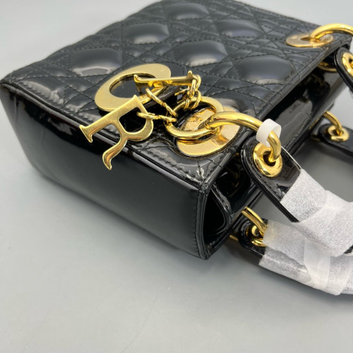 Dior Mini Lady Dior Patent Calfskin Black