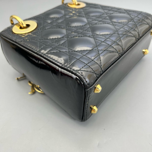 Dior Mini Lady Dior Patent Calfskin Black