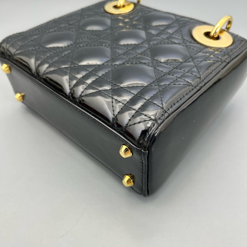 Dior Mini Lady Dior Patent Calfskin Black