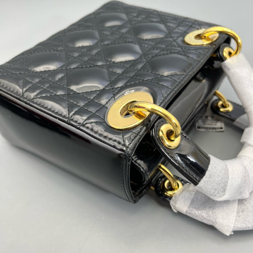 Dior Mini Lady Dior Patent Calfskin Black