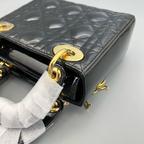 Dior Mini Lady Dior Patent Calfskin Black