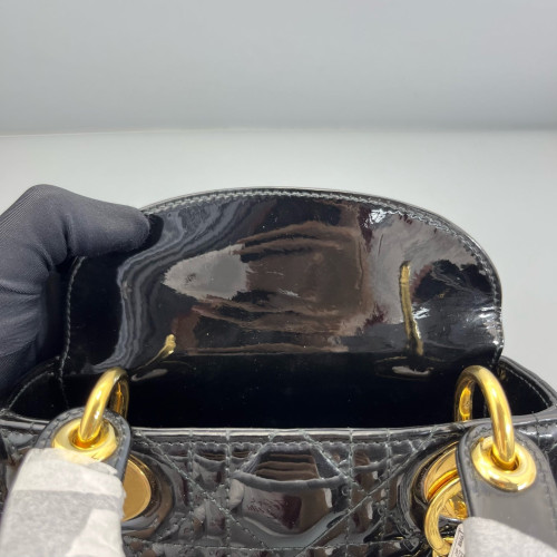 Dior Mini Lady Dior Patent Calfskin Black