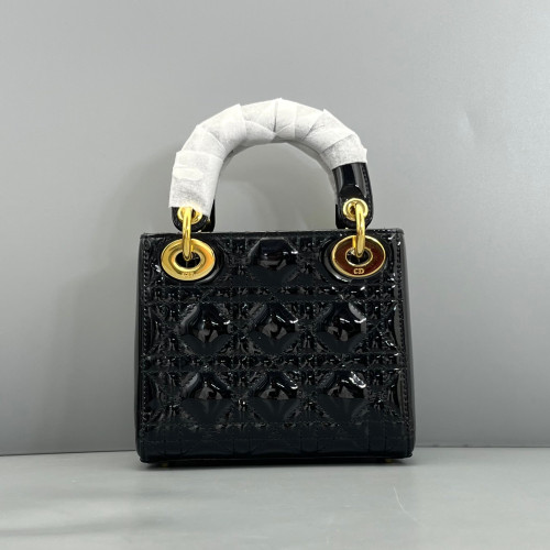 Dior Mini Lady Dior Patent Calfskin Black