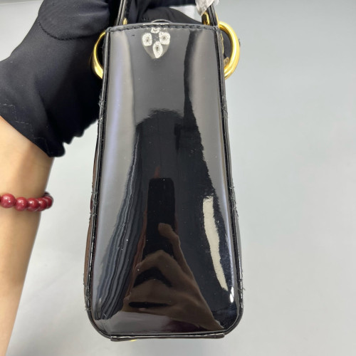 Dior Mini Lady Dior Patent Calfskin Black