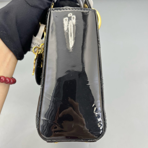 Dior Mini Lady Dior Patent Calfskin Black