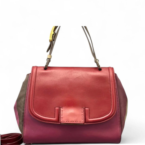 Fendi Messenger Canvas Calfskin Red Magenta Brown