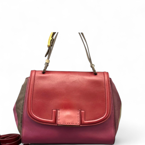 Fendi Messenger Canvas Calfskin Red Magenta Brown