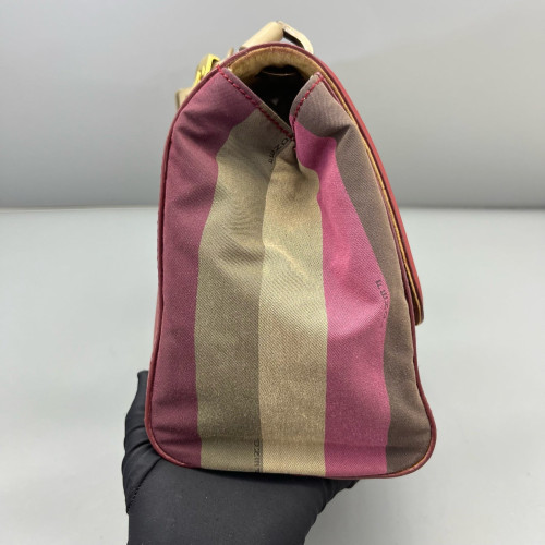 Fendi Messenger Canvas Calfskin Red Magenta Brown
