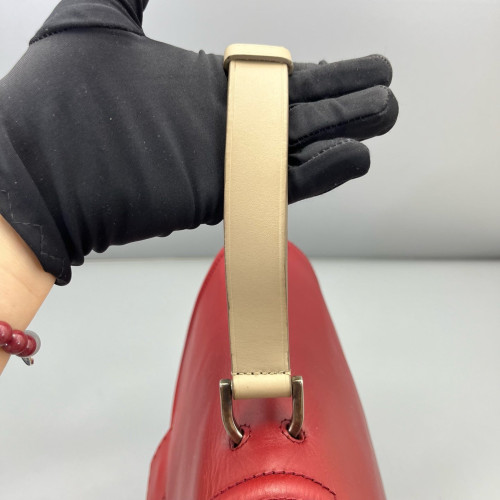 Fendi Messenger Canvas Calfskin Red Magenta Brown