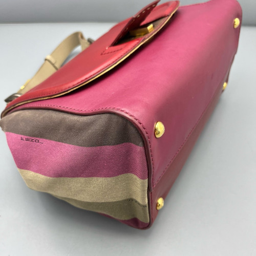 Fendi Messenger Canvas Calfskin Red Magenta Brown