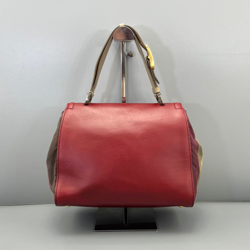 Fendi Messenger Canvas Calfskin Red Magenta Brown