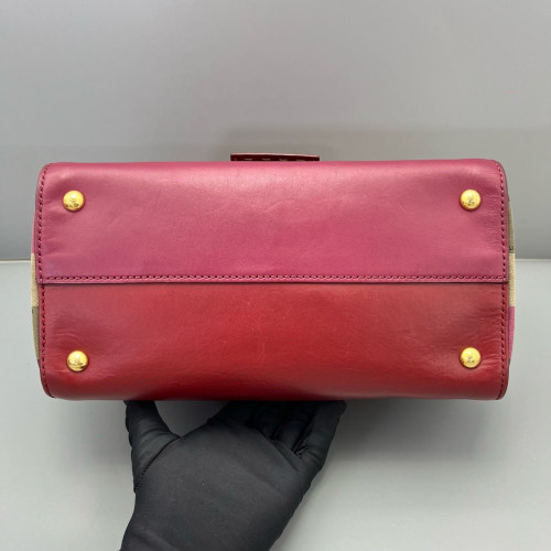 Fendi Messenger Canvas Calfskin Red Magenta Brown