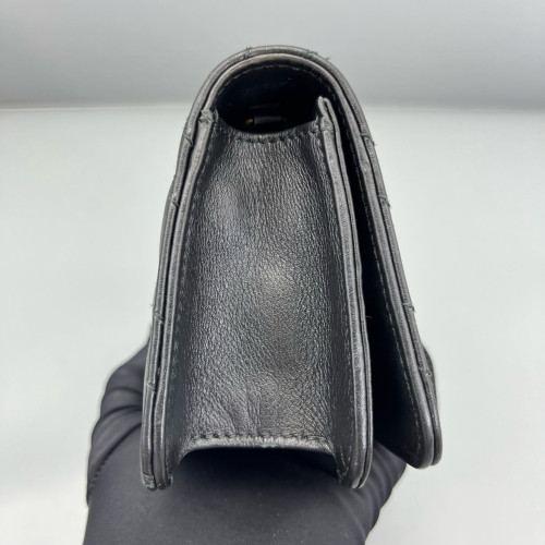 Gucci Chevron GG Marmont Chain Flap Mini Bag Calfskin Black