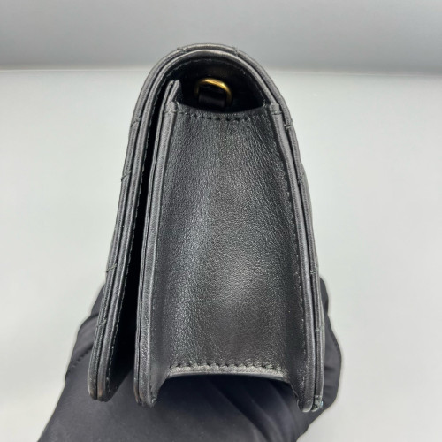 Gucci Chevron GG Marmont Chain Flap Mini Bag Calfskin Black